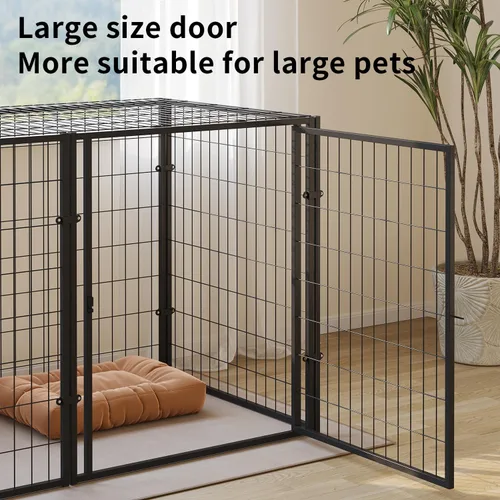 Vista 6 de Corralito para perros, jaula extra grande, 48 x 48 x 24 pulgadas, jaula resistente, perrera, corral para mascotas, para perros pequeños y medianos