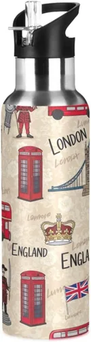 Insulated Water Bottle 20 Oz, Leakproof Water Bottles for Gym Outdoor Travel School, London England Scenery