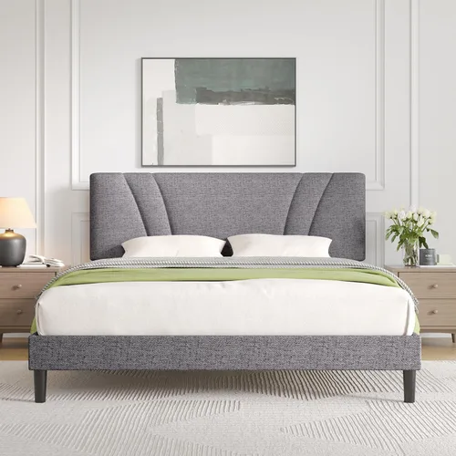Vista 68 de Novilla Base de cama de plataforma tamaño Queen con cabecera ajustable tapizada, marco de cama Queen, no necesita somier, sin ruido, fácil montaje