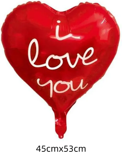 Vista 3 de Dzrige Globos de aluminio de 18 pulgadas con texto en inglés "I Love You" para el día de San Valentín, globos con forma de corazón rojo para fiesta