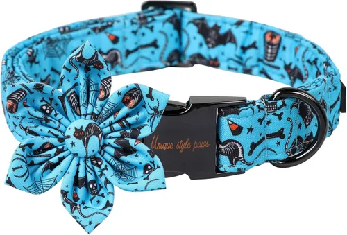 Vista 9 de Unique Style Paws Collar de perro de Halloween con lazo de algodón lindo pajarita para perros pequeños, medianos y grandes, vacaciones