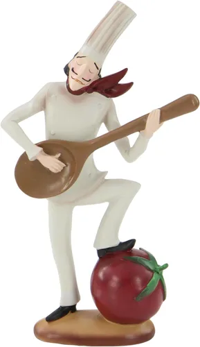 Vista 4 de Deco 79 Polystone - Estatuas decorativas de chef para decoración del hogar con instrumentos musicales, juego de 3 figuras de acento de 8 x 3 x 14