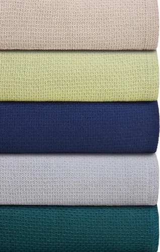 Vista 7 de BOUTIQUO - Cobija de cama 100% algodón, cobija térmica transpirable tamaño individual 60"x90", suave cobija de punto panal 152cmx229cm, cobija