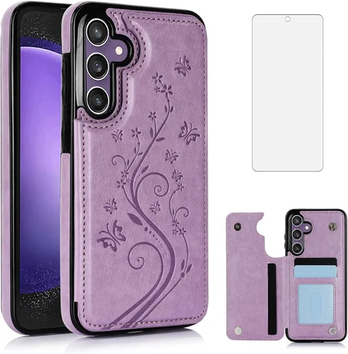 Vista 9 de Asuwish Funda de teléfono para Samsung Galaxy S23 FE 5G con protector de pantalla de vidrio templado y tarjetero con soporte para tarjetero, soporte