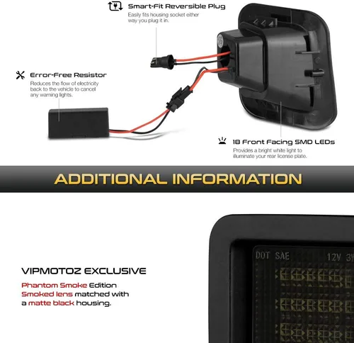 Vista 5 de VIPMOTOZ Luz LED completa para placa de matrícula con lente ahumada para 2003-2018, compatible con Dodge RAM 1500 2500 3500, camioneta Pickup, 6000