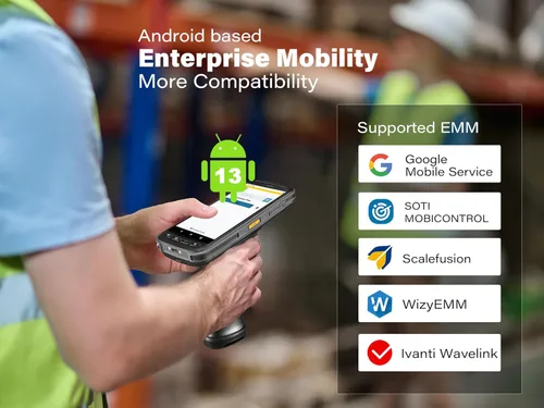 Vista 5 de Terminal de datos portátil computadora móvil con escáner de código de barras 1D y 2D, 3G 4G WiFi BT GPS, agarre ergonómico de pistola, pantalla FHD