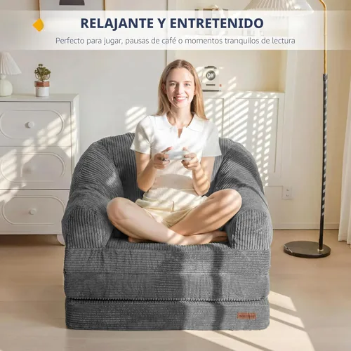 Vista 8 de MAXYOYO Sofá Cama Plegable con Respaldo, Sofá Cama Desplegable Sin Huesos con Asa, Sillón Puf Convertible 2 en 1 a Sofá Tumbona de Piso, Cómodo Sofá