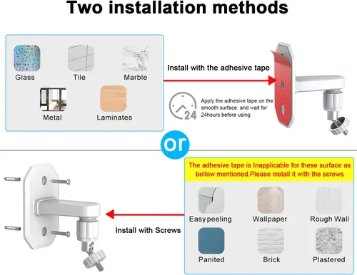 Vista 4 de Paquete de 2 soportes de montaje en pared ajustables compatibles con Ring Stick Up Cam y Ring Indoor Cam (1ª generación), ángulo de visión perfecto