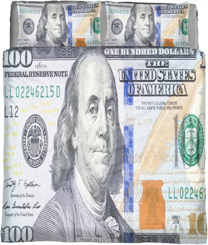 Vista 8 de Pardick Juego de edredón tamaño Queen con billetes de 100 dólares, ultra suave, juego de edredón ligero para todas las estaciones, fundas