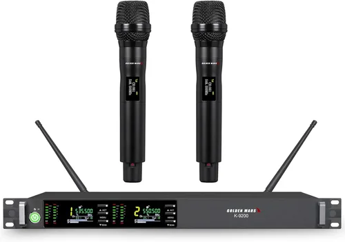 Vista 8 de Sistema de micrófono inalámbrico, micrófono inalámbrico de canal cuádruple, con frecuencias UHF de 4 x 50, escaneo automático, alcance de 328 pies