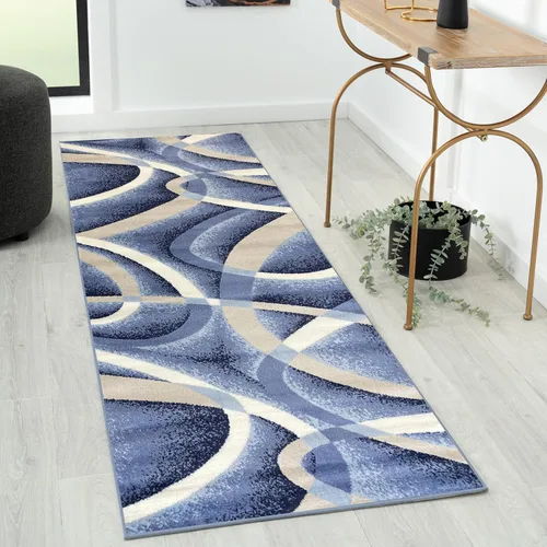 Vista 33 de 2305 Alfombra abstracta moderna roja, negra, y beige, Polipropileno, Gris