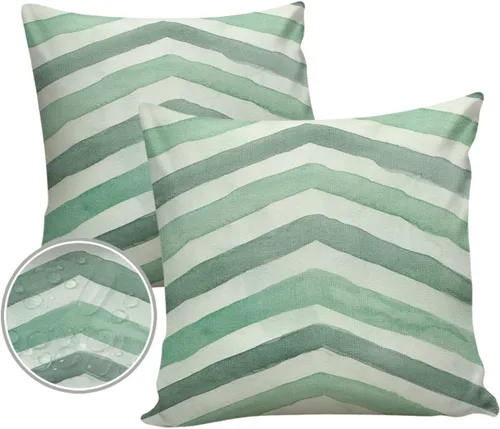 Vista 6 de Waterproof Throw Pillow Covers, Green Gradient Watercolor Arrow Outdoor Pillows Cushion Case, Upward Artistic Ink Throw Pillowcase for Patio Tent