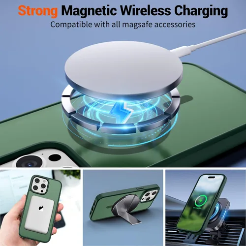 Vista 551 de SUPFINE - Funda magnética para iPhone 13 Pro Max (compatible con MagSafe), (protección contra caídas de grado militar de 10 pies), delgada, Negro