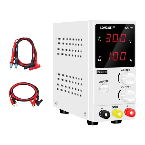 Vista 6 de LONGWEI Fuente de alimentación de CC variable, 30 V 10 A, 4 pantallas LED digitales, fuente de alimentación de conmutación regulada ajustable