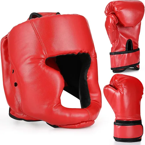 Vista 25 de Set de protección para la cabeza y guantes de boxeo Arrowbash para niños, guantes de boxeo de 6 oz y protección para la cabeza de lucha