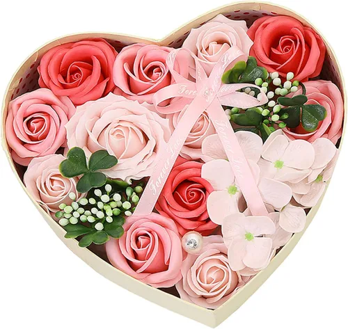 Forever Roses, caja de regalo de rosas falsas con forma de corazón, para aniversario de la madre, boda, día de San Valentín, cumpleaños, regalos