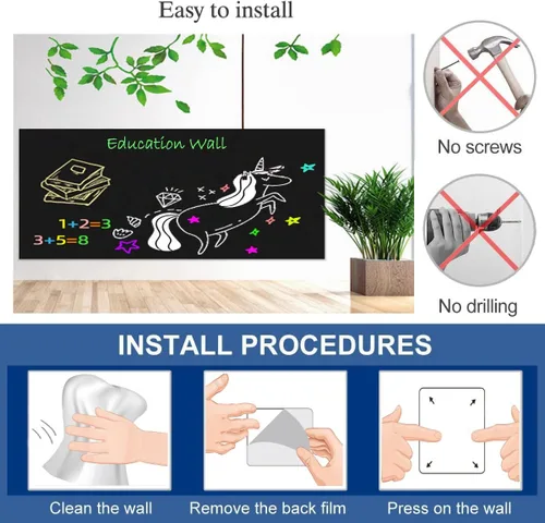 Vista 6 de Papel de Contacto Magnético de Pizarra para Pared 46.3"x18" Pegatina Autoadhesiva de Tablero Magnético de Pared con 36 Letras Magnéticas