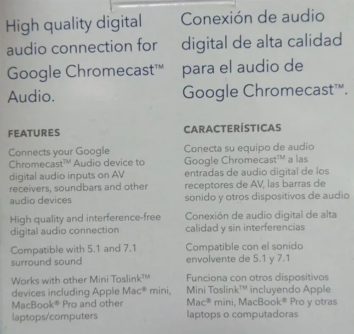 Vista 3 de Insignia - Cable óptico Toslink a mini Toslink Chromecast de 6' - Negro NS-HZ511