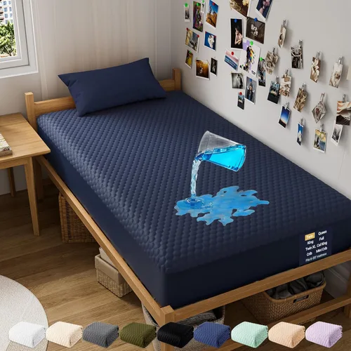 Vista 22 de OhGeni - Protector de colchón 100 % impermeable, almohadilla suave para colchón tamaño individual, resistente al pelo de mascotas y a la enuresis