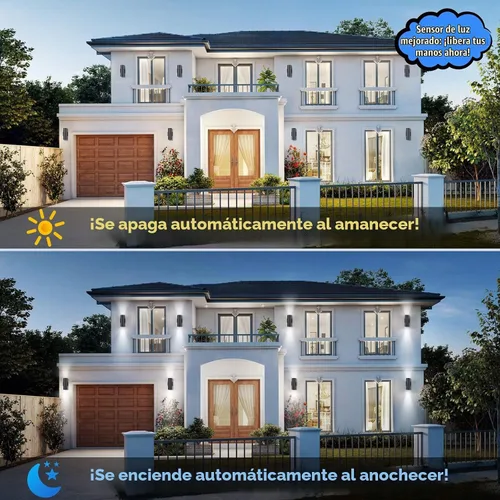 Vista 3 de Modernas luces de pared para exteriores del atardecer al amanecer, montaje Negro