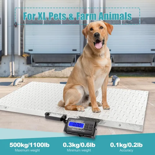 Vista 4 de Báscula para mascotas para perros grandes, escala de ganado de 1100 libras x 0.2 libras para razas grandes, báscula postal de animales