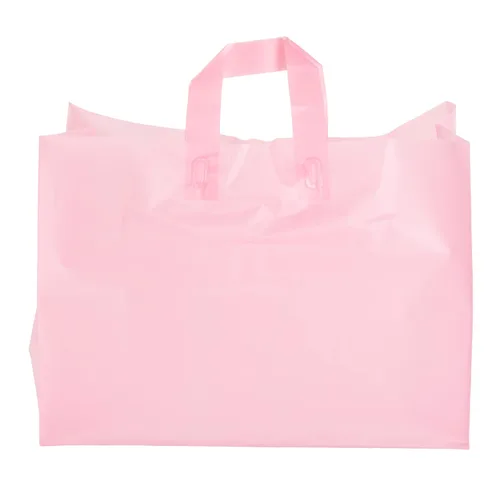 Vista 4 de SSWBasics Bolsas de compras grandes de plástico esmerilado color rosa – 16 x 6 x 12 pulgadas – Caja de 100 – Ideal para compras al por menor