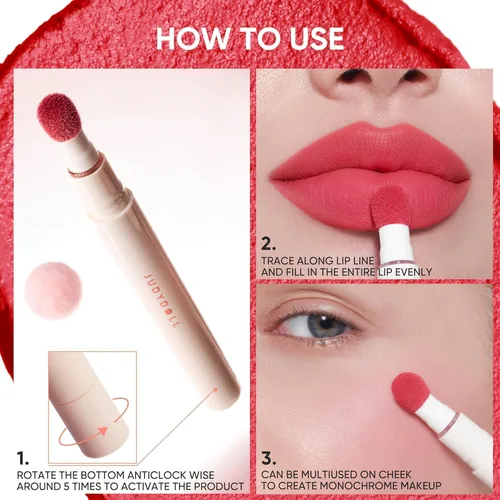 Vista 7 de JUDYDOLL - Lápiz labial para mujer, color rojo mate, larga duración Pout de frambuesa N14