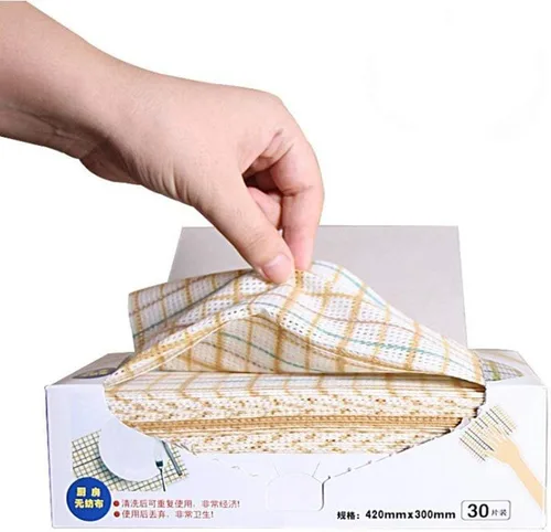 Vista 2 de Toallas de limpieza desechables para platos de fibra antiadherente, reutilizables, prácticas, paños de limpieza para el hogar, cocina, trapos