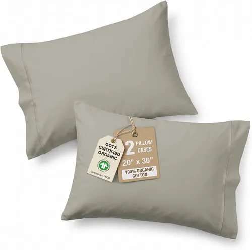 Vista 16 de Lane Linen Juego de 2 fundas de almohada 100% de algodón orgánico tamaño Queen (20 x 30 pulgadas), fundas de almohada de algodón tamaño Queen – Gris