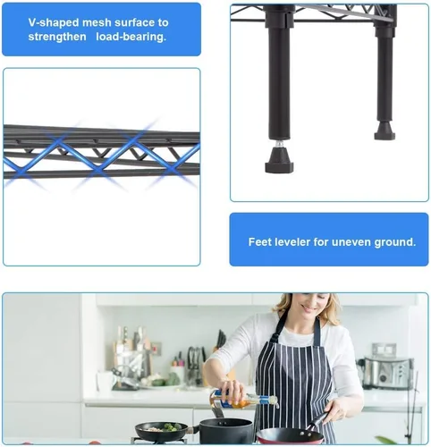 Vista 3 de 5 Tier Wire Shelving Unit Metal Storage Shelves Heavy Duty Metal Shelf Organizer Layer NSF Certification Commercial Grade Utility Rack for Bathroom