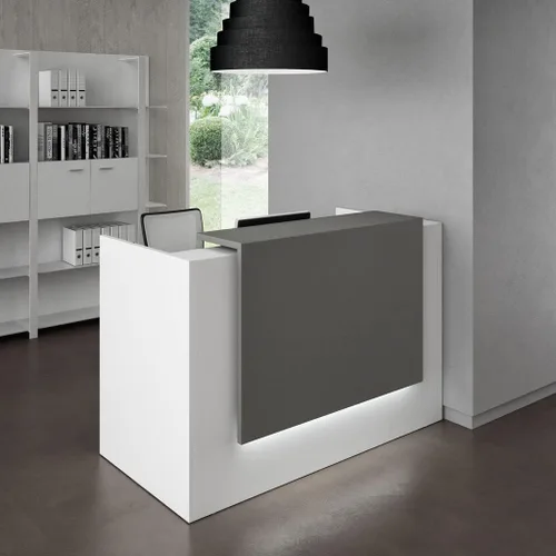 UGOS ICON - Moderno escritorio de recepción de 53 pulgadas con contador de transacciones, escritorio laminado | Recepción multifuncional de pie para