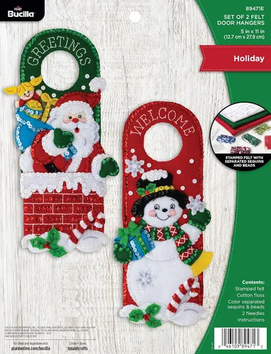 Bucilla 89471E - Kit de colgador de puerta de 2 piezas, apliques de fieltro, perfecto para manualidades y manualidades
