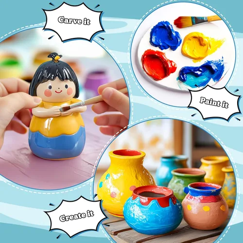 Vista 4 de Arcilla seca al aire, arcilla de modelado blanca natural para niños, arcilla de torno de alfarero premium para suministros de artes y manualidades