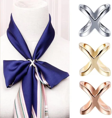Vista 100 de 4 piezas de clip de anillo de bufanda para mujer, broche de perlas y flores, hebilla de metal para chal, accesorios de decoración para damas y niñas