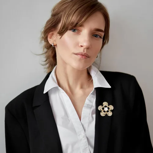 Vista 3 de Broches de perlas para mujer, broche de flores, accesorio de ropa elegante, para decoración de sombrero de vestir, novia, compromiso, joyería de boda