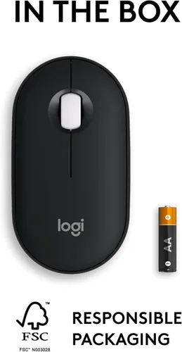 Vista 9 de Logitech Pebble Mouse 2 M350s Slim Bluetooth Ratón inalámbrico, portátil, ligero, botón personalizable, clics silenciosos, fácil de cambiar