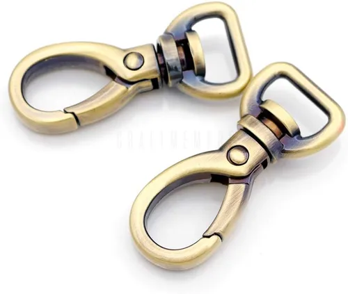 Vista 8 de CRAFTMEMORE 2 ganchos ovalados de metal resistente para puerta de empuje giratoria con cierre de langosta para llavero, accesorios para hacer Latón