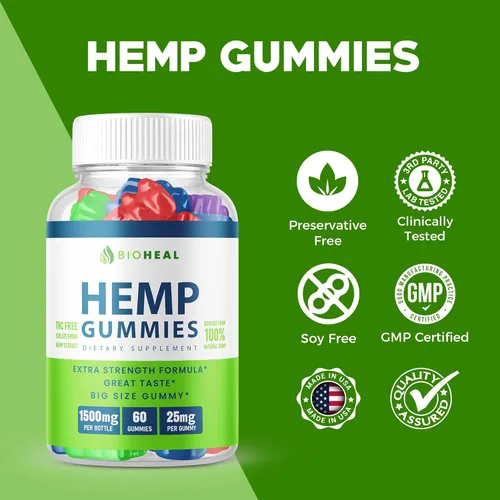 Vista 2 de BioHeal Gummies (3 unidades) - Fórmula oficial - Gomitas Bioheal con extracto de cáñamo mezcla de cáñamo extra fuerte, gran sabor, gomita Bio Heal