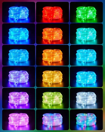 Vista 3 de Cuerda de luces que cambian de color al aire libre - Cuerda de luces LED conectables de 66 pies con 200 luces