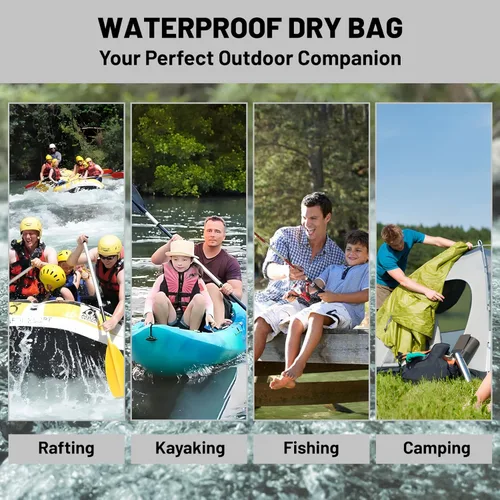 Vista 4 de Bolsa seca impermeable, mochila impermeable con rayas blancas y negras de 5L/10L/20L, bolsas flotantes y ligeras para kayak, canotaje, pesca