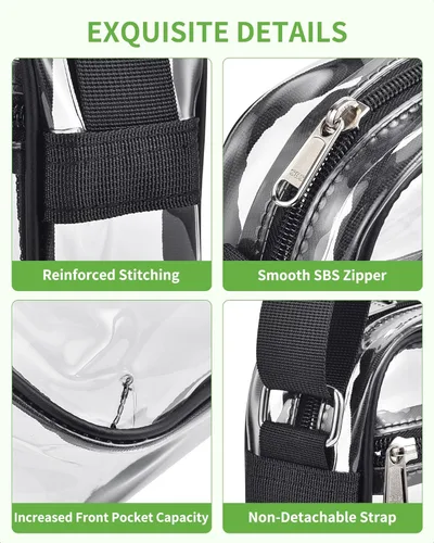 Vista 5 de MAY TREE Clear Bag for Stadium Events, Small Clear Purse Suitable for Concert Outfits, Sports, Work and Festivals