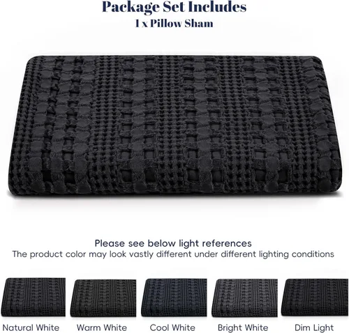 Vista 200 de PHF - Fundas de almohada 100% algodón con tejido gofre europeo, 26 x 26 pulgadas, 2 unidades para decoración elegante del hogar, para cama, sin