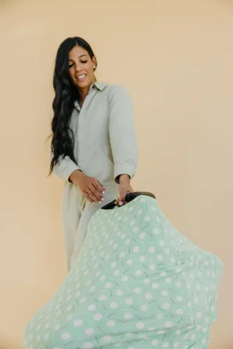 Vista 5 de Copper Pearl Funda multiusos: fundas de asiento de automóvil, funda de lactancia y funda de cochecito para el sol, tela elástica, uso para todas