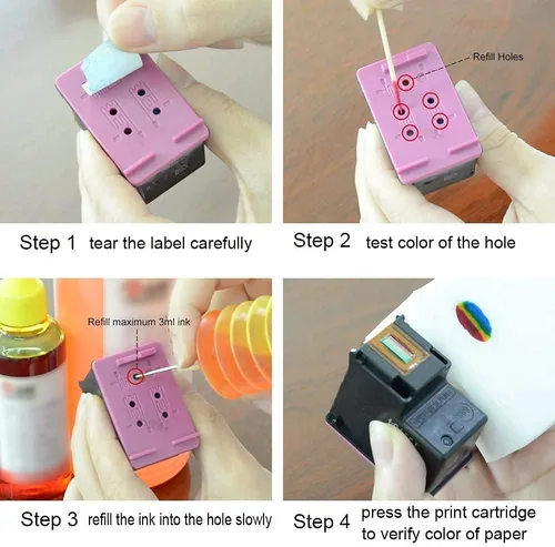 Vista 4 de Botellas universales de tinta de repuesto de tinte negro de 2 x 3.4 fl oz, compatibles con todas las impresoras Epson Workforce Epson EcoTank, HP