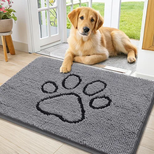 Vista 174 de Smiry Tapete para puerta de perro para patas fangosas, absorbente que atrapa la suciedad, antideslizante, de secado rápido, lavable, tapete