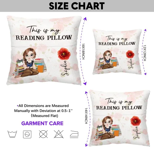 Vista 6 de ENCYCOM Almohada de bolsillo personalizada para lectura de libros, almohadas personalizadas con nombre, regalo para niñas ratones de biblioteca
