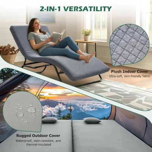 Vista 2 de Willpo CertiPUR-US Memory Foam Camping Mattress with Travel Bag and 2 Interchangeable Covers, Lightweight Portable Sleeping Pad for Tents, Guest