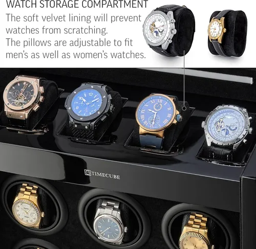 Vista 5 de TIMECUBE 9 Watch Winder with 4 Storage Slots and Interior Light