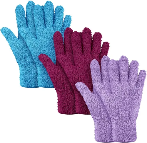 Vista 20 de Patelai 3 pares de guantes de limpieza de polvo de microfibra para plantas, guantes de limpieza de hojas para plantas de interior, persianas, Negro