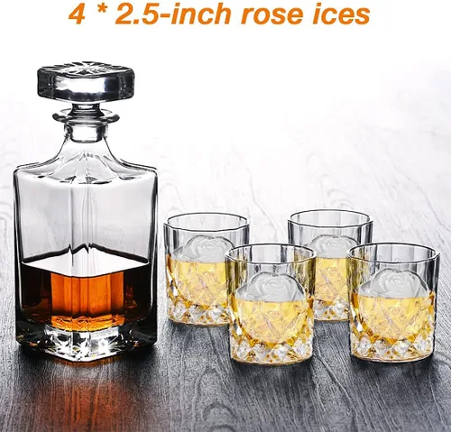 Vista 6 de CAMKYDE Bandeja para cubitos de hielo rosa de 2.5 pulgadas [1 molde + 1 embudo + 4 tapones], molde de silicona para cubitos de hielo